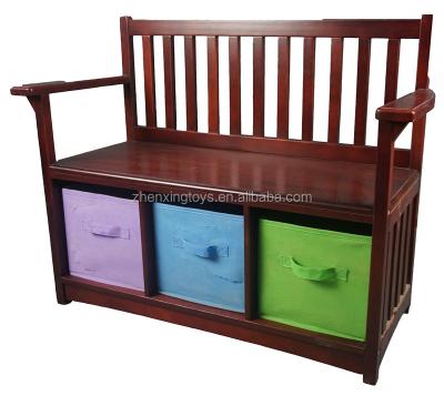 China Bench With Storage Box Brown Wooden Bench With Storage Box, Wooden Bench With Back For Kids for sale