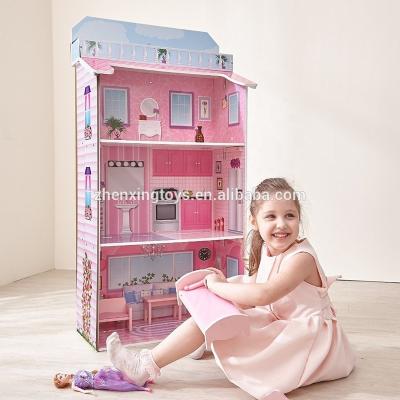 China Educational Foldable Wooden Kit Dollhouse Toy for sale