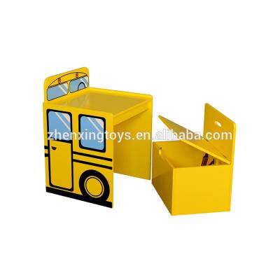 China Beautiful yellow school bus sepertable design wooden children study table and chair for sale