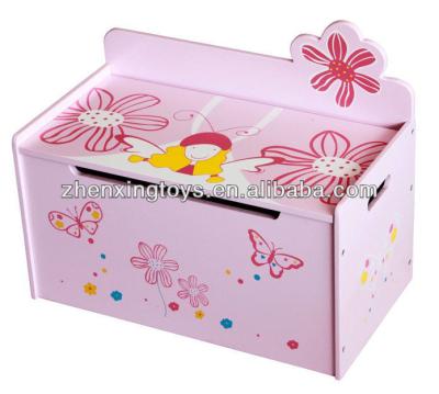 China Sustainable Design Kids Flower Wooden Toy Chest for sale