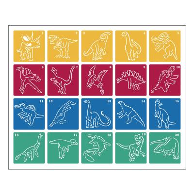 China Wholesale Reusable Kids Plastic Cartoon Dinosaur Art Shapes Pack 20pcs Painting Drawing Stencils for sale