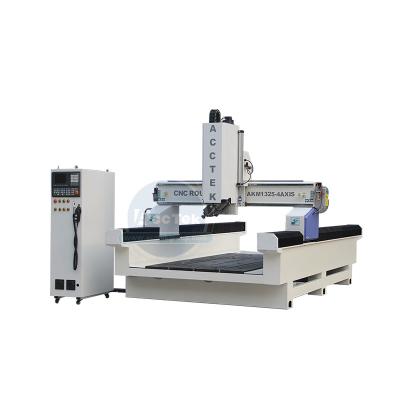 China Jinan ACCTEK 4 Axis Wood CNC Router Woodworking Engraving Machine 1325 WOOD ACRYLIC ALUMINUM Wood Cutter for sale