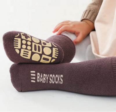 China Breathable Custom Gift Set Cute Newborn Funny Text Boy And Girl Organic Cotton Rubber Soles Anti Bottom Non Slip Baby Socks Kids Socks for sale