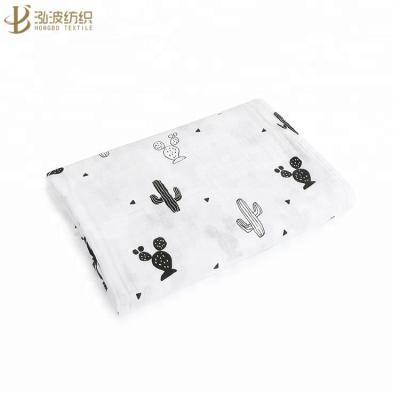 China Black and White 100% Cotton Cactus Muslin Cotton PORTABLE Baby Wrap Covering for sale