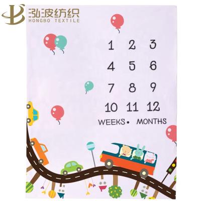 China Digital Printing Baby Winter Blanket Fleece PORTABLE Milestone Blanket for sale