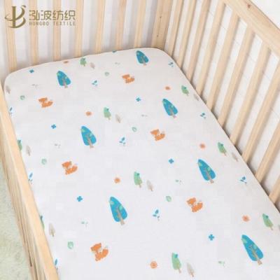 China Forest Cotton Muslin Baby Fitted Home Crib Sheet for sale