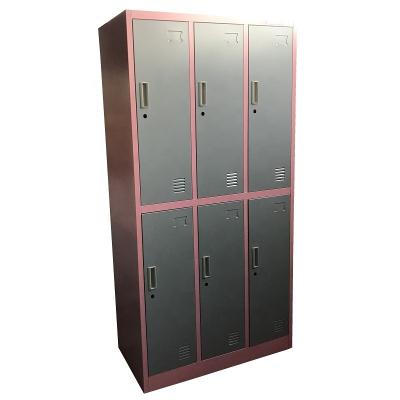 China Office 6 Door Metal Storage Industrial Commercial Personal Locker Furniture Locker Room Public Steel Wardrobe Cabinet with Lock for sale