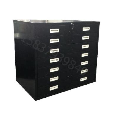 China Expandable Black Horizontal Card Storage Cabinet Metal Plan Flat File Archive and Pattern Steel Cabinet with 7 Drawer Low Base for sale