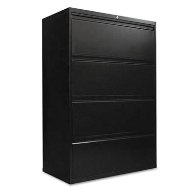 China Expandable Industrial Style Flat Pack Knocked Down Anti Steel Side Lockable Cabinet Black 4 Drawer File Storage Tiling Office Furniture for sale