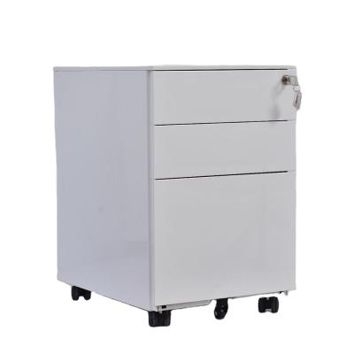 China Modern Industrial Office Furniture Flat Pack Under Desk Metal Pedestal 3 Rolling File Cabinet Small Drawer Movable Driveable Block for sale