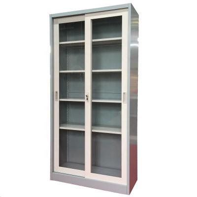 China Office Furniture Flat Pack 4 (Size) Adjustable Shelf Book Display Bookcase Industrial File Storage Cabinet with 2 Sliding Glass Doors Godrej for sale