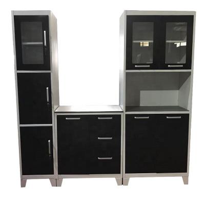 China Black Sheet Steel Flat Pack Household Metal Sideboard With Glass Doors And Drawers Botswana Steel Kitchen Cupboard Designs for sale