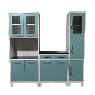 China Sheet Steel Kitchen Furniture Metal Cheap Kitchen Cabinet Utility Cupboard With Legs Flat Pack Wholesale 3 Unit Module Kitchen Pieces for sale