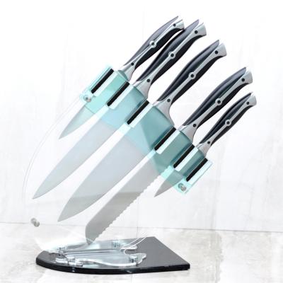 China Durable 5 Pcs ABS Handle Stainless Steel Kitchen Knife Set With Acrylic Block Customized Logo for sale