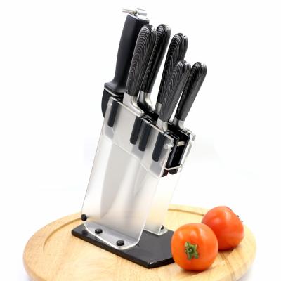 China 7 Pcs 430 Handle Stainless Steel Sustainable Kitchen Knife Set With Acrylic Block Customized Logo for sale