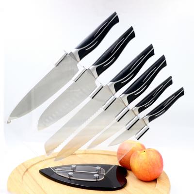 China Viable Price Advantage Preferential ABS Handle Set Knives , 6 Pieces Of Chef Private Label Knife Set With Transparent Block for sale