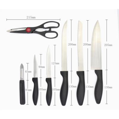 China 7pcs Competitively Priced Viable PP Handle Kitchen Knives Home Chef Kitchen Stainless Steel Knife Set With Wood Block for sale