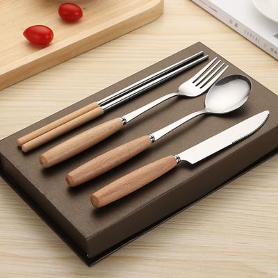 China Viable New Arrivals Hot Selling Amazon Stainless Steel Style New 4 Piece Modern Gift Box Style Table Ware Knife and Fork Dinnerware Sets for sale