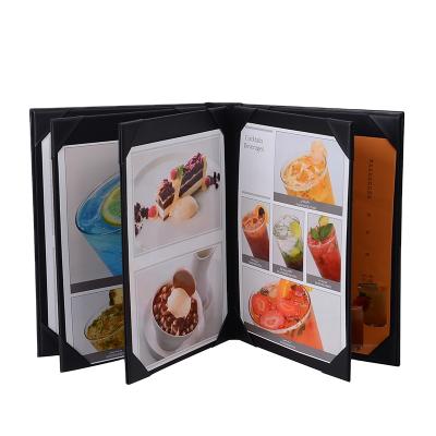 China Durable Restaurant Menu Flip Leather Cover With 8 Panels Holder For Restaurant Hotel Menu Folders for sale