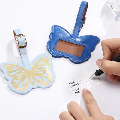 China Wholesale Eco-Friendly Stock Gold Foil Stamping Luggage Tags PU Leather Travel Card Bag ID Label for sale