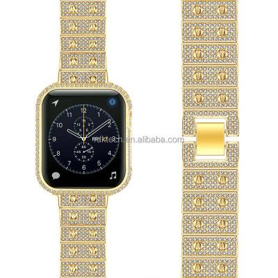 China New Metal Strap For Apple watch7 Full Strap Diamond Metal Watch Strap Fashion 41mm 45mm Watch Bands for sale