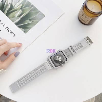 China 2in1 Anti-scratch TPU Watch Band 2in1 Sports Transparent TPU Strap For Apple Watch 1 2 3 Wrist Band Rubber Strap 38mm/42mm Spaport for sale