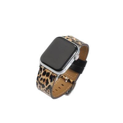 China Apple Watch Amazon Hot Selling Leopard Print Genuine Leather Strap for sale