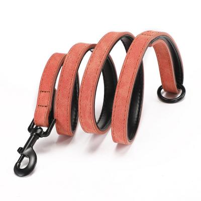 China New Fashion Reflective Double Leather Pet Leash Handmade Training Walking Durable Real Leather Dog Leash for sale