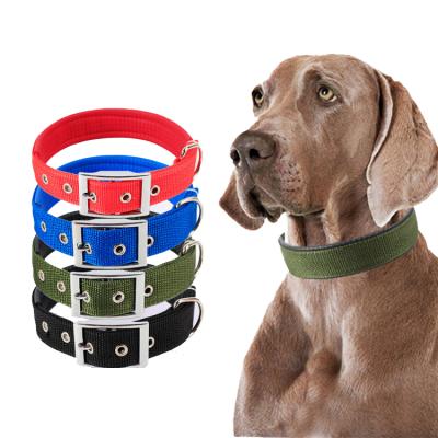 China Luxury Durable Nylon Leather Pet Collar Waterproof Collar Dog Strap Metal Anti-rust Buckle Stocked for sale