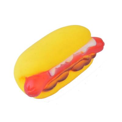 China Viable Wholesale Hot Dog Design Dog Toy Squeaky Vinyl Dog Chewy Slow Rising Toy for sale