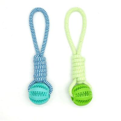 China Dog Toy Trainning Toy Teeth Cleaning Cotton Rope Chewing Pet Food Sustainable Treat Feeder Rubber Dog Toy for sale