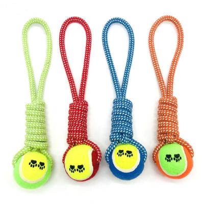 China Sustainable Hot Selling Durable Outdoor Tennis Cotton Rope Pet Toy Pet Products Dog Chew Training Toys for sale