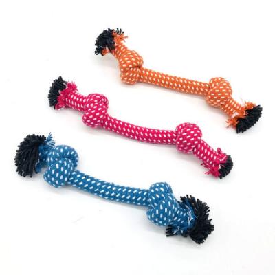 China Durable Viable Toy Training Clean Dog Chew Pet Chew Toy Braided Double Knot Rope Bite Dog Toy for sale