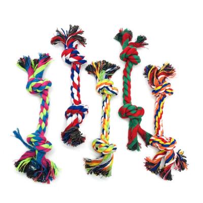 China Hot Selling Durable Popular Pet Toy Braided Cottonblend Color Double Knot Rope Dog Dog Chew Toy Viable for sale