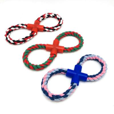 China Viable Wholesale Creative Number Eight Shape Cotton Rope Pet Toy Playing Training Dog Chew Toy for sale