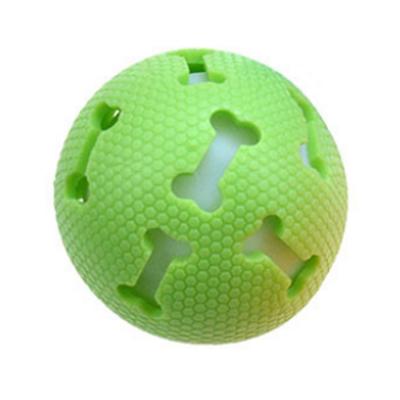 China New Design Viable Wholesale Dog Bone Shape Hollow Treat Ball Pet Playing Squeak Toys Dog Chew Toys for sale