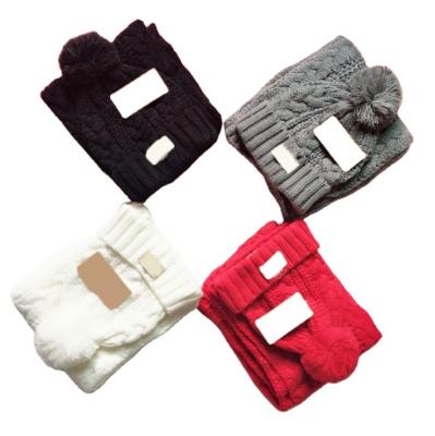 China Women COMMON Warm Hats Designer Unisex Sale Simple Color Knitted Scarves And Hat Sets Love Cotton Winter Floppy Hats for sale