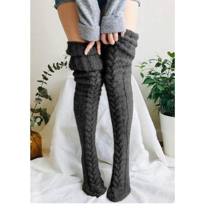 China Autumn Popular Woolen Warmer Winter USA Stockings Solid Color Over-the-knee Stockings Pile Thick Socks Women's Socks for sale