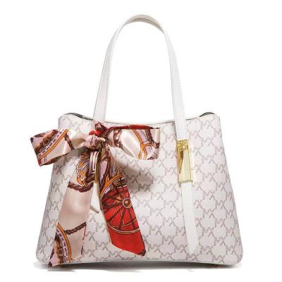 China 2021 high quality printed handbag, shoulder clear white simple Chinese style silk scarf for sale