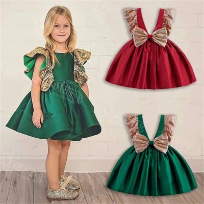 China Other 2023 summer fashion sweet backless kitenge sequins sleeveless babies kids dresses princess Party Dresses boutique for sale