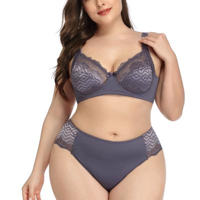 China Women's RTS 40C 42C 44C 46C Striped Underwear Plus Size Breathable Wave Lingerie Set Set Ultrathin Unlined Bra And Panty Set-R208#Set for sale