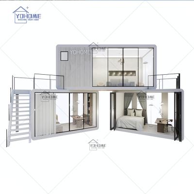 China Modern American Style Summer House Hotel Use Resort Home 2 Floor Office Pod Resort Villa Prefab Prefab Villa Luxury Garden for sale