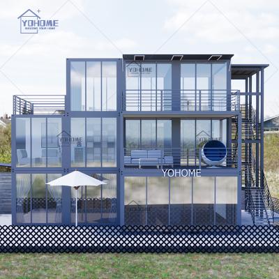 China Modern light steele and glass prefab buildings apartment container house prefab luxury multi family house prefab home for sale