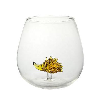 China Modern Creative Hot Selling Hedgehog in a Stemless Shark Glass Wine Glass for sale