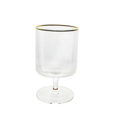 China Hot Sale Clear Ripple Gobelt Wine Glassware Luxury Stocked Glass Beverage Mug for sale