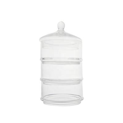 China Hot Selling Clear Glass Steamable Storage Jar With Lids And Kitchen Glass Canisters for sale