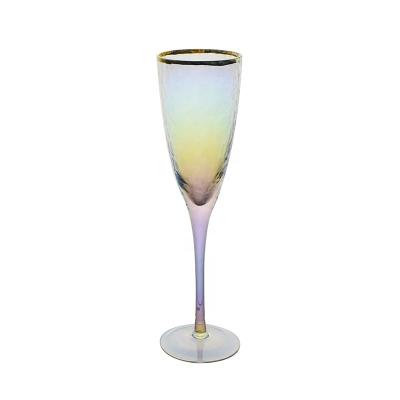 China European Gold Stocked Rim Champagne Flute Glass Wedding Style Good Design for sale