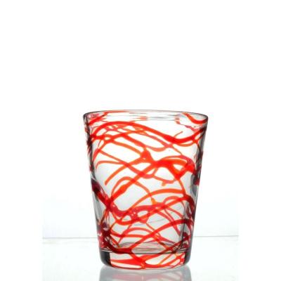 China Heavy And Thick Wall Glass Hand Blown Mexican Glass Red Tumblers for sale