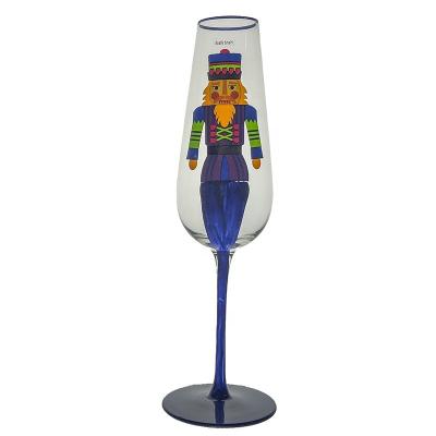 China Modern custom hand painted cartoon champagne flute glass 310ml wine glass for sale