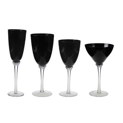 China wine & Water Drinking ABT Glassware Factory Black Color Ball Stem Christmas Wine Glass for sale